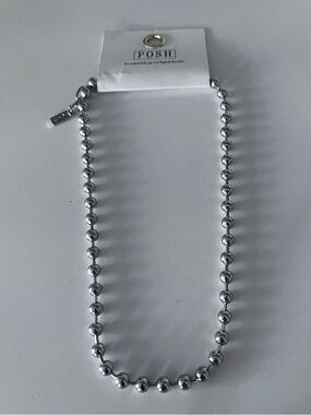 POSH 16” Silver Ball Bead Necklace  3” Extension with Lobster Clasp